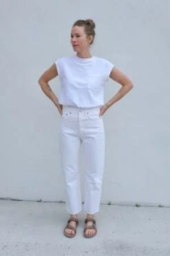 AGOLDEAgolde 90's Crop Mid Rise Loose Straight - Salt