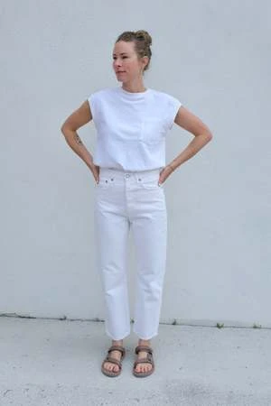 AGOLDEAgolde 90's Crop Mid Rise Loose Straight - Salt
