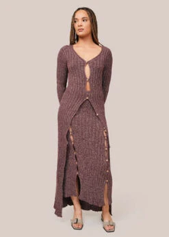 BaserangeLoulou Dress - Burgundy Melange