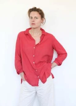 Auntie OtiButton Shirt - Tomato