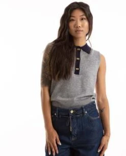 GanniCashmere Mix Sleeveless Polo