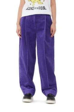 GanniCorduroy Relaxed Pleated Pants - Simply Purple