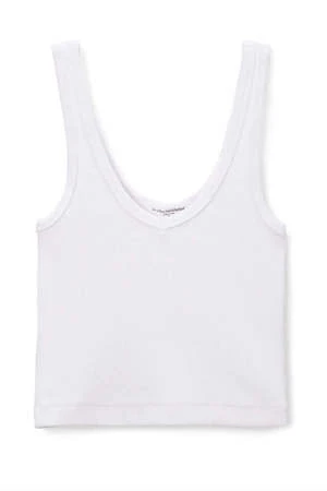 Perfect White TeeCropped Cotton Ribbed Layering Tank - True Black/White - Image 2