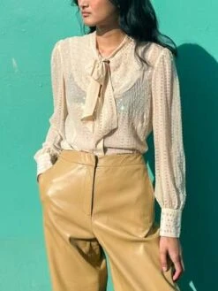 VintageSilk Chiffon Sequin Blouse - Ecru