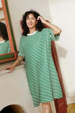 KowtowEveryday Boxy Dress - Evergreen Stripe