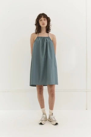 Deiji StudiosHalter Dress - Blue/Green Stripe - Image 3