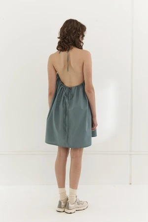 Deiji StudiosHalter Dress - Blue/Green Stripe - Image 4