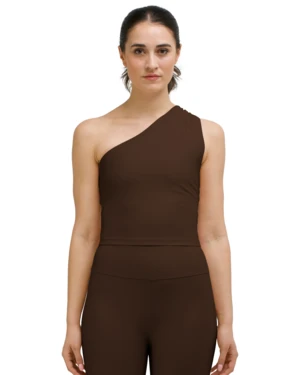 HauslabelHauslabel One Shoulder Asymmetrical Top - Arabica - Image 2