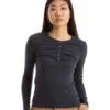 SundryL S Henley Midnight Top - Charcoal