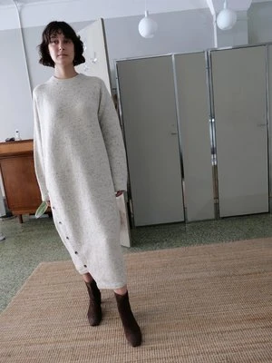 Lauren ManoogianLAUREN MANOOGIAN BUTTON DRESS - WHITE TWEED - Image 4