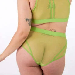 La Fille D'oLa Fille D'O Pompidou Reversible High-Waisted Brief - Lime