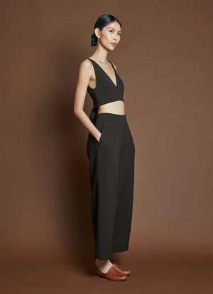 KAAREMLa Lan Bralette Open Back Top W Tie Petite-Reg - Socola Brown - Image 3