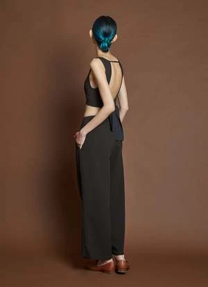 KAAREMLa Lan Bralette Open Back Top W Tie Petite-Reg - Socola Brown - Image 4