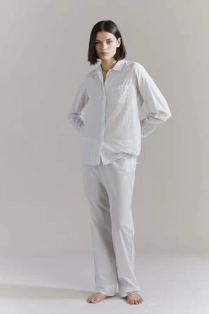 Laing HomeFrances Cotton Pyjama Set - Sage/Cream Stripe - Image 3