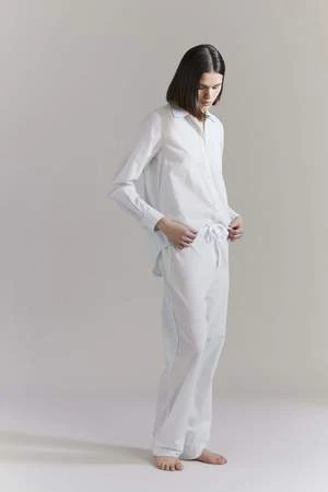 Laing HomeFrances Cotton Pyjama Set - Sage/Cream Stripe - Image 2