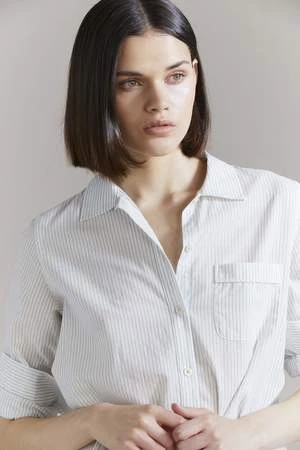 Laing HomeFrances Cotton Pyjama Set - Sage/Cream Stripe - Image 4