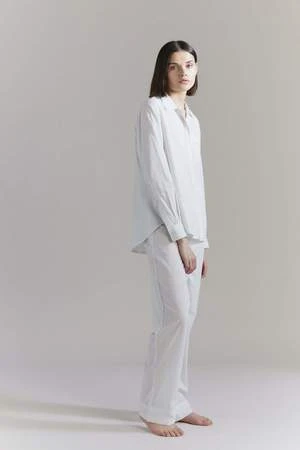 Laing HomeFrances Cotton Pyjama Set - Sage/Cream Stripe - Image 5