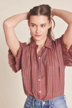 TrovataMarianne B Ruffle Sleeve Shirt - Redford Plaid