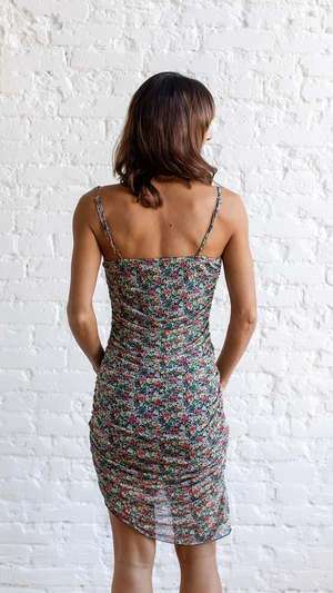 En CremeMinnie Mesh Dress - Navy Floral Print - Image 3