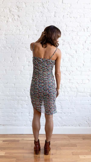 En CremeMinnie Mesh Dress - Navy Floral Print - Image 4