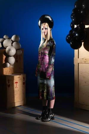 Henrik VibskovNEPTUNE PLISSE DRESS - BLUE WHITE FLOWER UNIVERSE