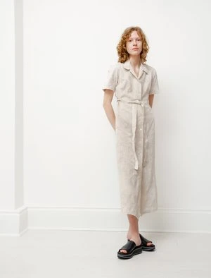 Our LegacyCotton Linen Narrow Shirtdress - White Coated