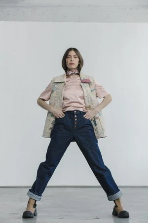 CarleenOne-Tone Button Fly Jeans - Dark Rinse - Image 2