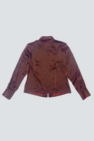 VintageSquares Silk Zip Shirt - Orange - Image 2