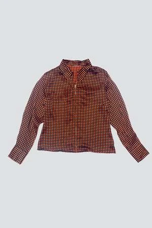 VintageSquares Silk Zip Shirt - Orange