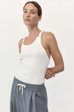 St. AgniOrganic Cotton Abstract Singlet - White