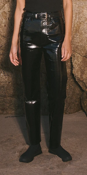 AGOLDERecycled Leather 90's Pinch Waist - Black Patent - Image 2