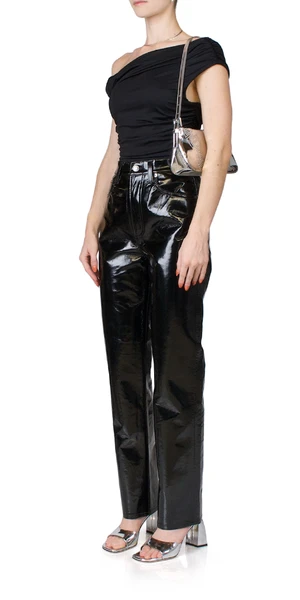 AGOLDERecycled Leather 90's Pinch Waist - Black Patent - Image 3