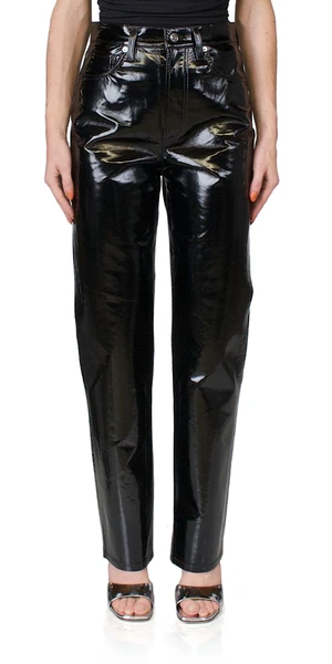AGOLDERecycled Leather 90's Pinch Waist - Black Patent