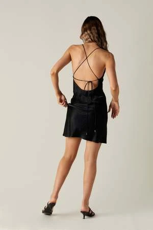 Third FormCRUSH BIAS COWL MINI SLIP DRESS - Black - Image 3