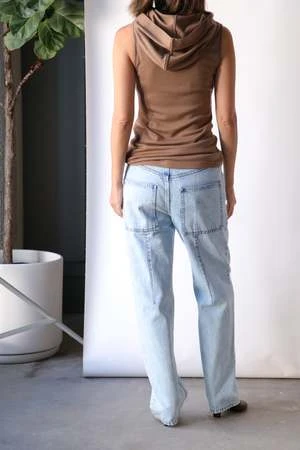 TibiWool Jersey Hoodie Tunic Top - Sand Dune - Image 2