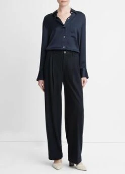 VINCEVince Pleat Front Wool Pants - Coastal