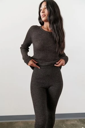 Wol HideLayering Rib Legging - Black - Image 2