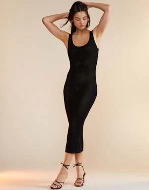 CYNTHIA ROWLEYZia Crochet Knit Dress - Black - Image 3